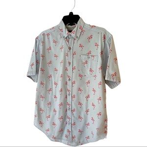 Flamingo pattern, Slim Fit Artistry in Motion, Size S,  button down woven shirt.